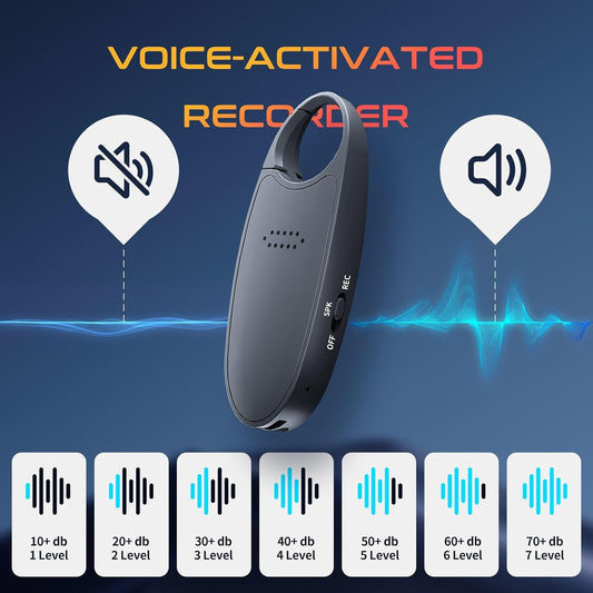 Digital Voice Activated Recorder With Playback, 4 - in - 1 Mini Magnetic Keychain Audio Recorder With AI Noise Cancelling, Small Voice Device For Lectures, Meetings - 5 - CJ