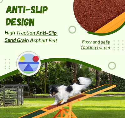 Wooden Dog Agility Seesaw, Training And Exercise Equipment, Weather Resistant, 71  L, Natural - 5 - CJ