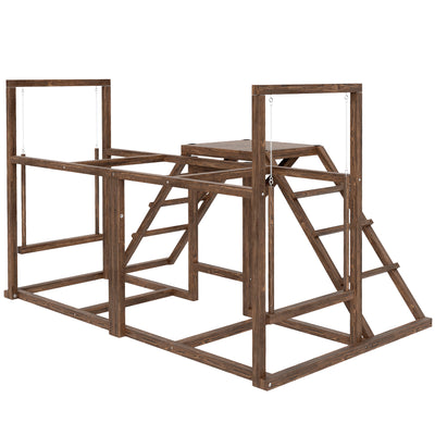 Chicken Activity Play Set With Multiple Chicken Perches, Swing, Ladder, Platform For 3 - 4 Chickens, Coffee - 5 - CJ