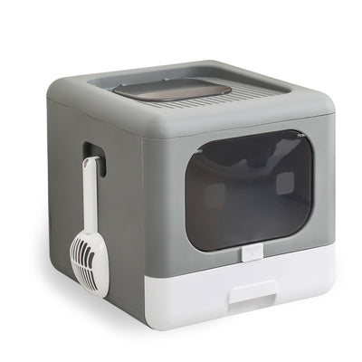 Fully Enclosed Double - door Extra - large Drawer Cat Litter Basin - 0 - CJ