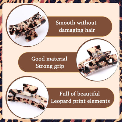 4Pcs Tortoise Hair Claw Clips, Acetate Hair Claw Clip Acrylic French Hair Banana Barrettes Jaw Clips, Stylish Hair Accessories For Women 3.15 Inch Fashion Strong Hold For Thick Thin Hair,442 - 9838 - G14 - 5 - CJ