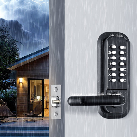 Mechanical Keyless Entry Door Lock, 14 Digit Keypad, Double - sided Embedded Outdoor Gate Door Locks Set With Keypad And Handle, Water - proof Zinc Alloy, Easy To Install, For Garden, Yard, Garage - 5 - CJ