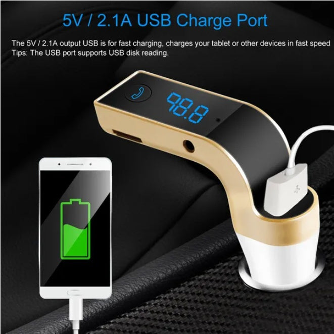 Car Wireless FM Transmitter USB Charger Hands - 5 - CJ
