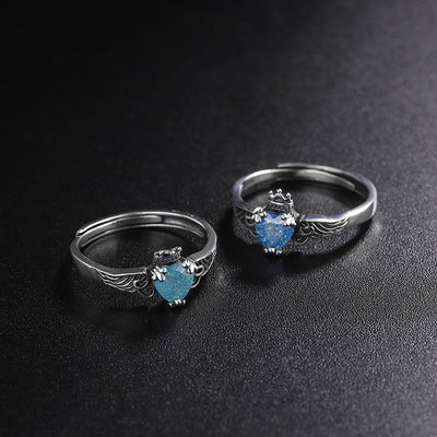 Blue Moonlight Silver Jewelry S925 Sterling Silver Japanese And Korean Trend Angel Wing Crown Ring - 4 - CJ
