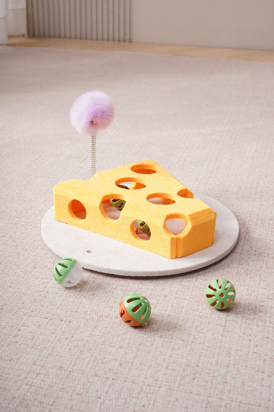 Cat Puzzle Toy With Ball And Spring - loaded Wand Felt Indoor Cat Toy Box Suction Cup Base Treat Puzzle Helps Cats Play Independently And Improves Their Intelligence. - 5 - CJ