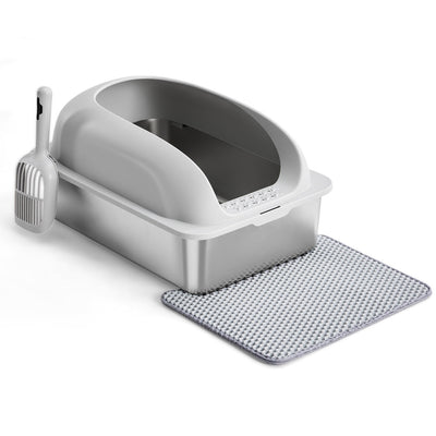 Stainless Steel Cat Litter Box With Lid, Large Cat Litter Box For Big Cats, Scoop And Mat Included - 5 - CJ