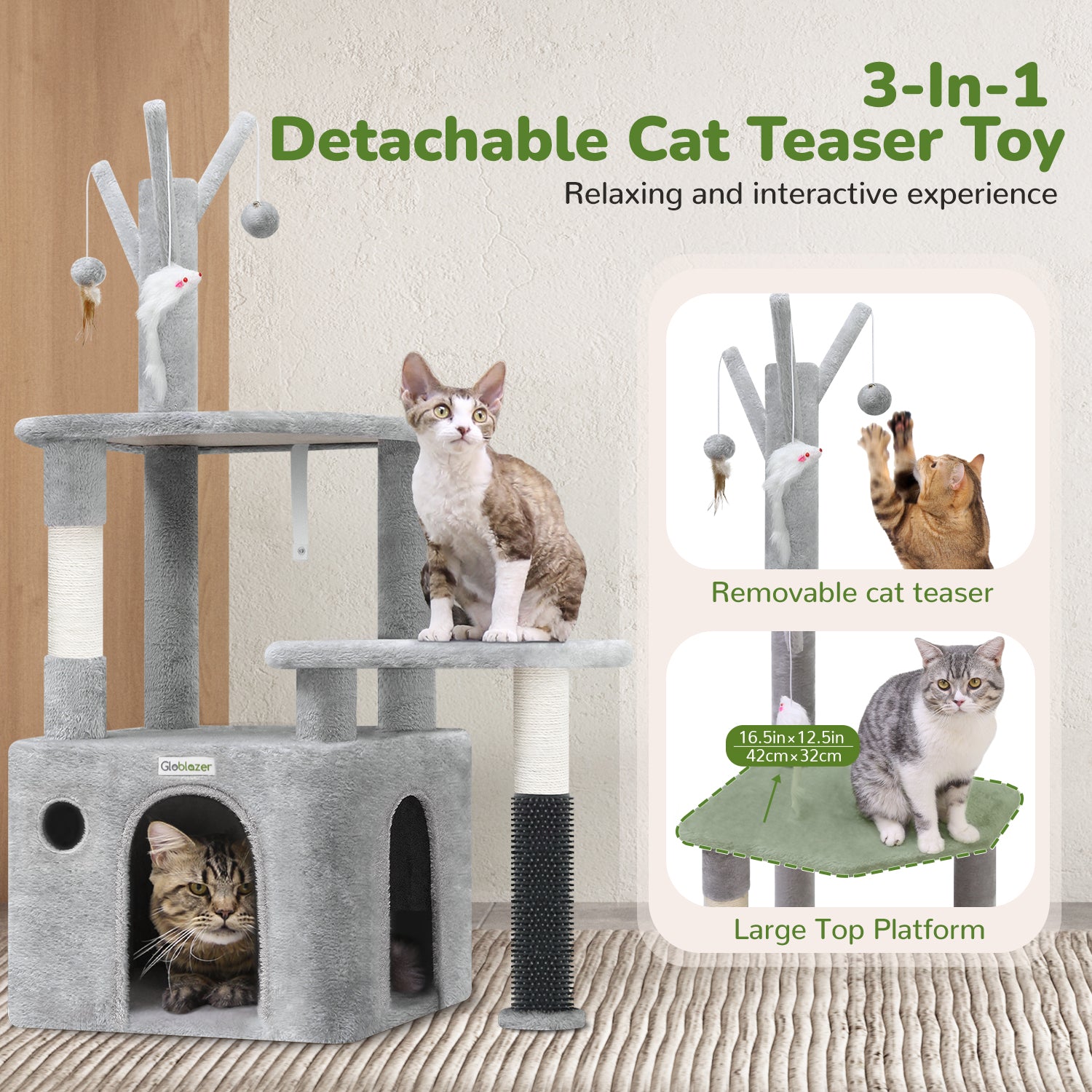 44 Inch Cat Climbing Frame Light Gray - 5 - CJ