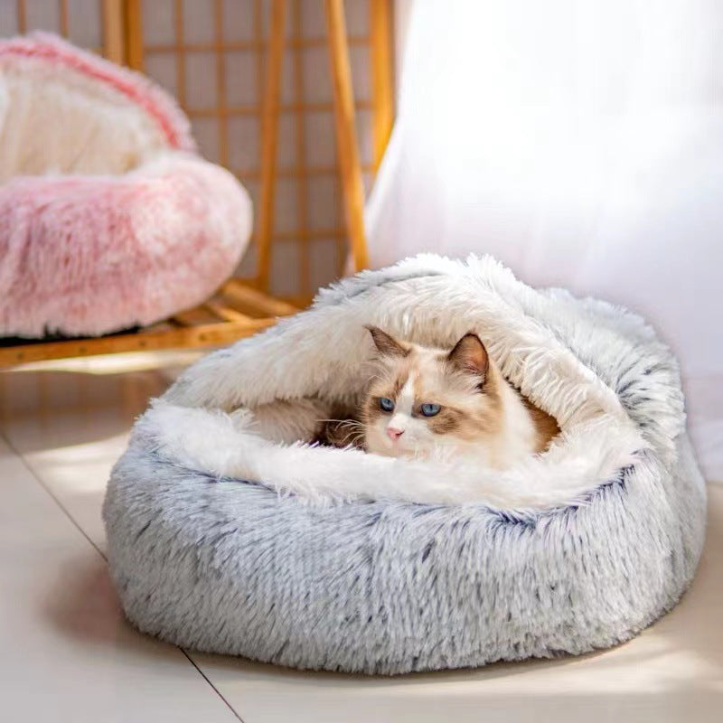 Semi - closed Cat Bed Four Seasons Universal Cover Shell Nest Small Dog Winter Pet Supplies - 0 - CJ