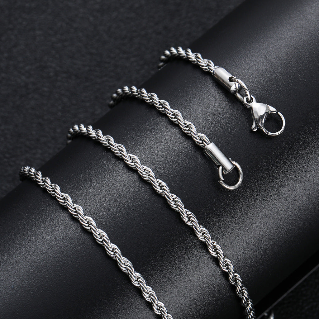 1pc Stainless Steel Twist Chain Necklace,Daily Wear Essential,Ideal Gift For Jewelry Enthusiasts And Crafters - 5 - CJ