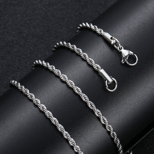 1pc Stainless Steel Twist Chain Necklace,Daily Wear Essential,Ideal Gift For Jewelry Enthusiasts And Crafters - 5 - CJ
