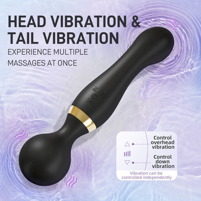 USB Rechargeable Massager Wand Vibrating Magic Massage Full Body Therapy Double Head - 5 - CJ