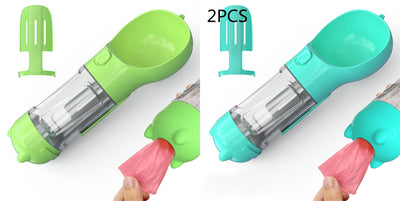 Pet Water Bottle Feeder Bowl Garbage Bag Storage Portable Pet Outdoor Travel 3 In 1 Dog Water Bottle - 0 - CJ