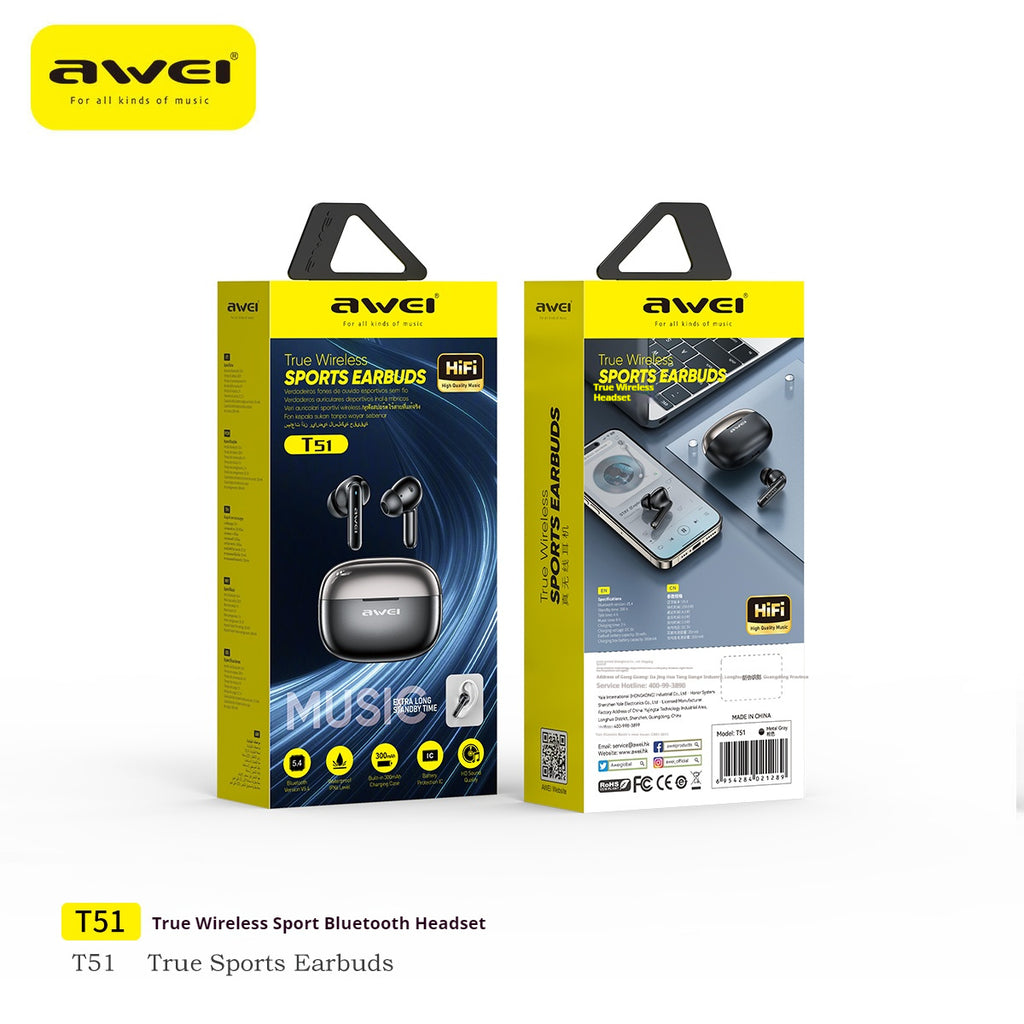 AWEI True Wireless Sports Bluetooth Earphones