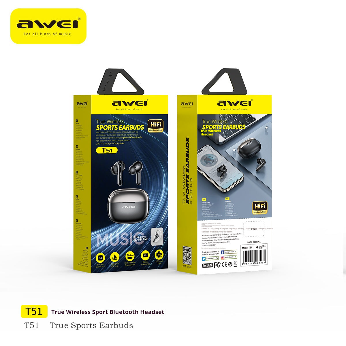 AWEI True Wireless Sports Bluetooth Earphones