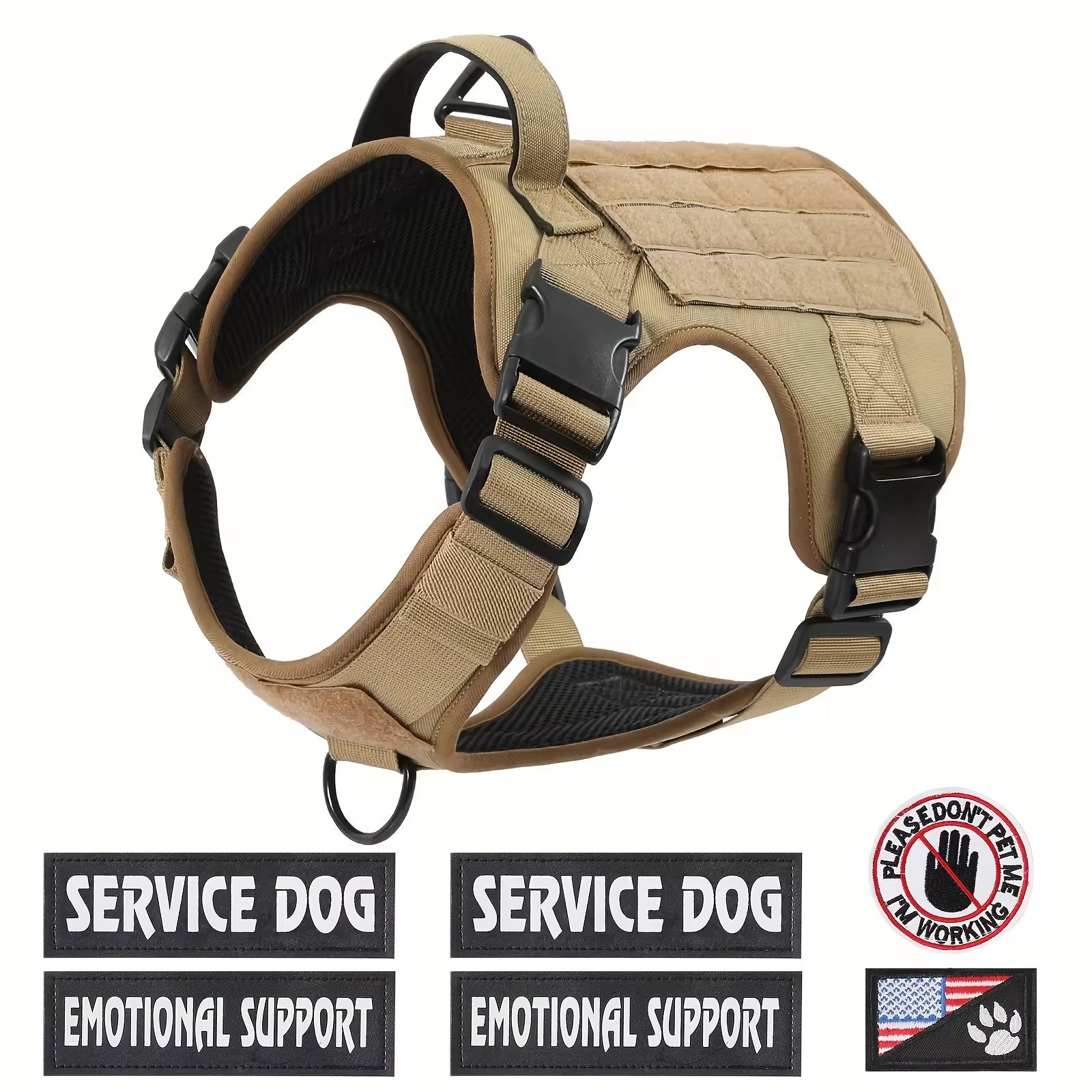 Tactical Pet Chest Service Dog Harness Vest Adjustable Reflective Dog Harness Metal Buckle Hiking Training - 5 - CJ