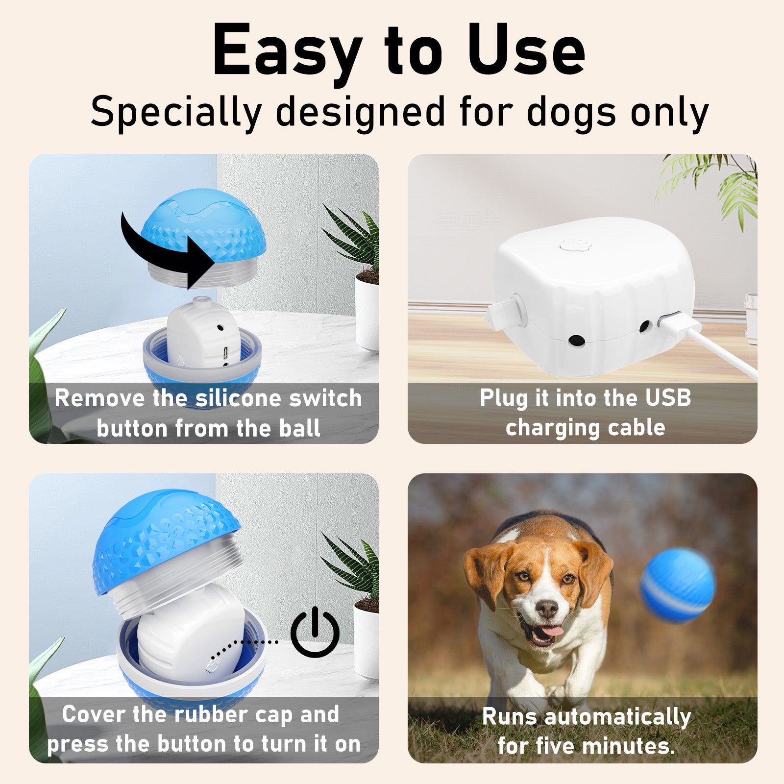 Smart Interactive Dog Toys, Automatic Moving Ball With Lighting Modes,  Interactive Dog Toys For Dog Enrichment & Stimulation, Motion Activated Rolling Toy For Medium And Large Dogs - 5 - CJ