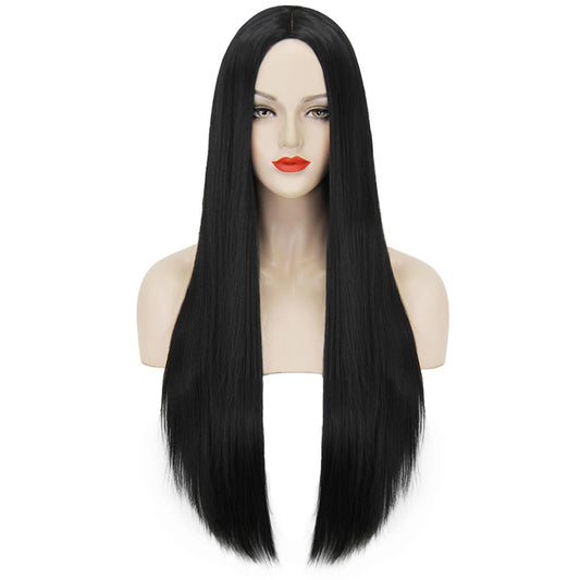 40Inch 100cm Long Women's Long Straight Black Wig Anime Costume Party Wig - 5 - CJ