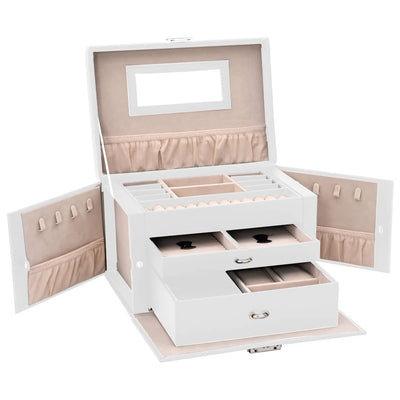 3 - Tier Jewelry Box with Mirror, Lockable - 5 - CJ