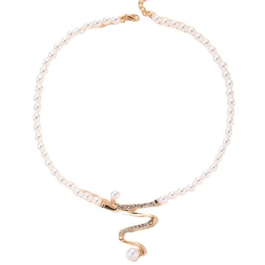 Fashion Personality Deep V Clavicle Pearl Pendant Suit - 0 - CJ