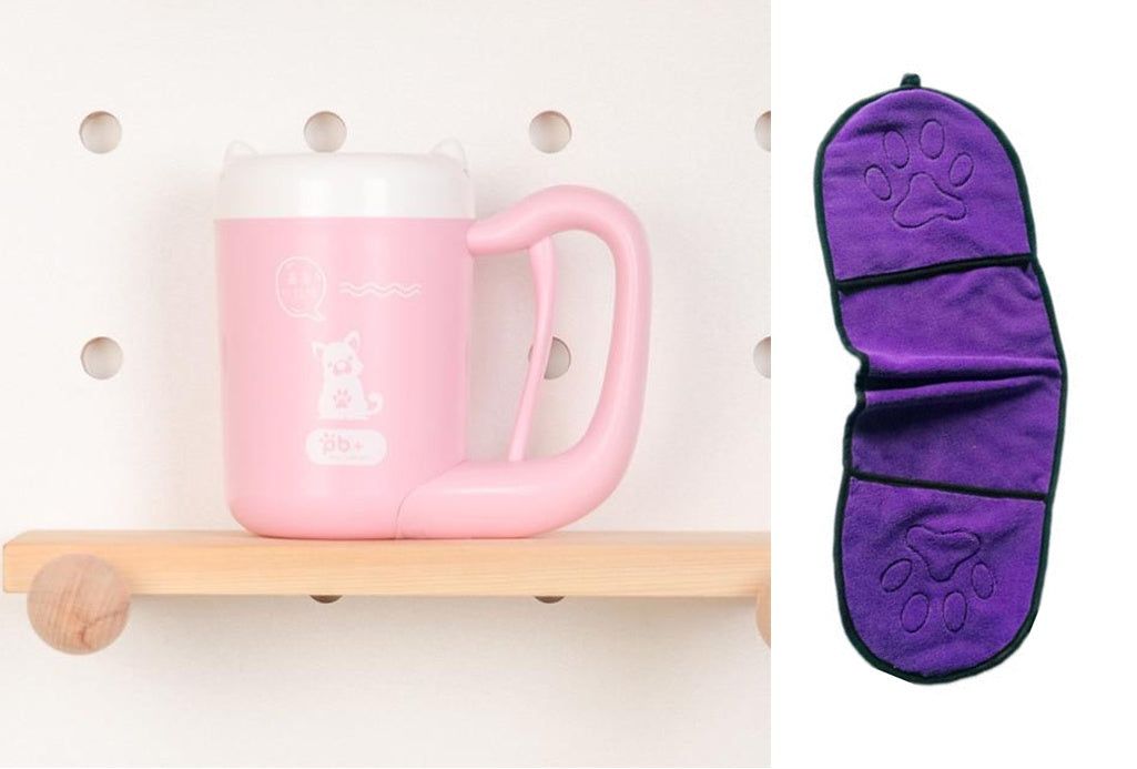 Pet Cat Dog Foot Clean Cup Cleaning Tool Silicone Washing Brush Paw Washer - 0 - CJ - Pink and purple - M - CJJJCWGY00407 - Pink and purple - M