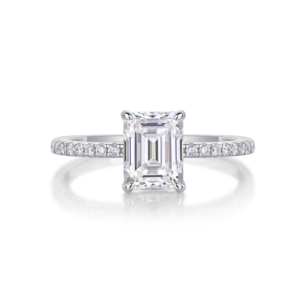 Square Diamond Ring Luxury Fashion Set Moissanite Silver Ring