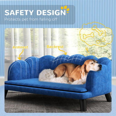 Pearl Design Pet Sofa for Medium and Large Sized Dogs, Pet Bed with Cushion and Solid Wood Legs, Dark Blue - 5 - CJ