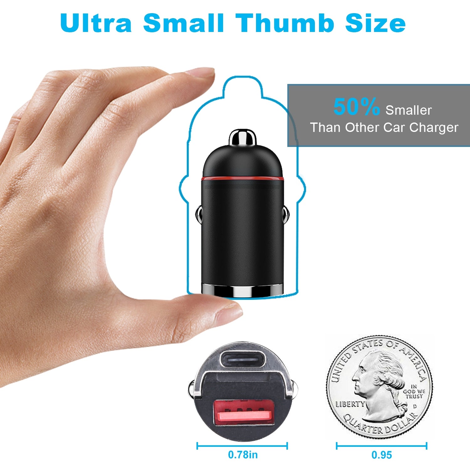 2Pcs 1,00W USB TypeC Car Charger QC4.0 PD3.0 USB Fast Charging Adapter Dual Port Car Cigarette Lighter Compatible With Phone Pad