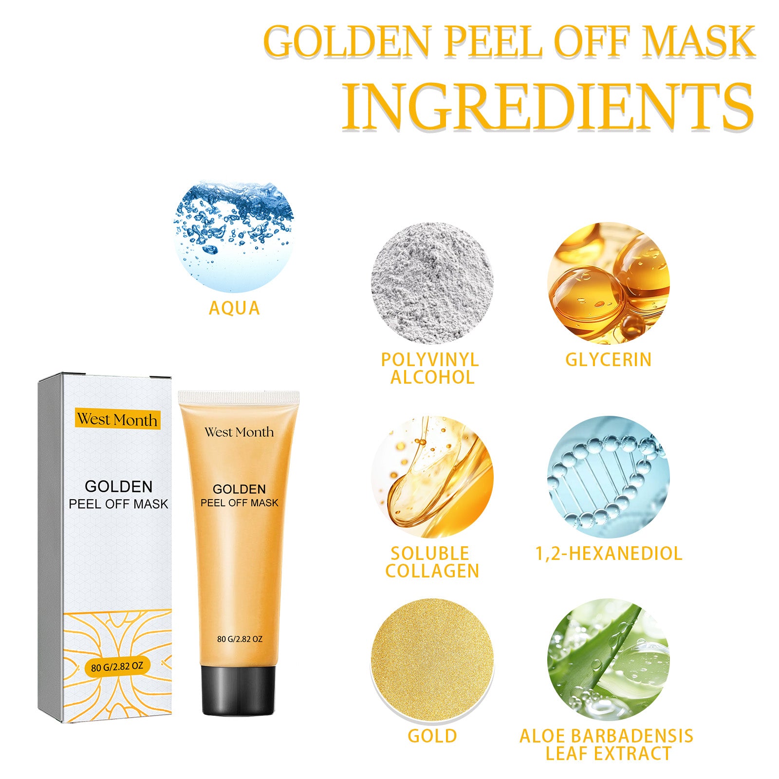 West Month Gold Peel Mask Clean Skin Exfoliating Repair Dull Fade Fine Lines Tender Mask - 5 - CJ