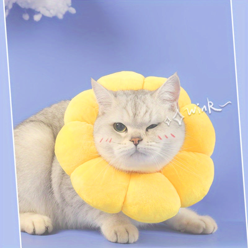 Cat Small Dog Recovery Collar, Cute Sunflower Neck Cone After Surgery, Adjustable Pet E Collar, Wound Healing Protective Cone Surgery Recovery Elizabethan Collars For Small Pets - 5 - CJ