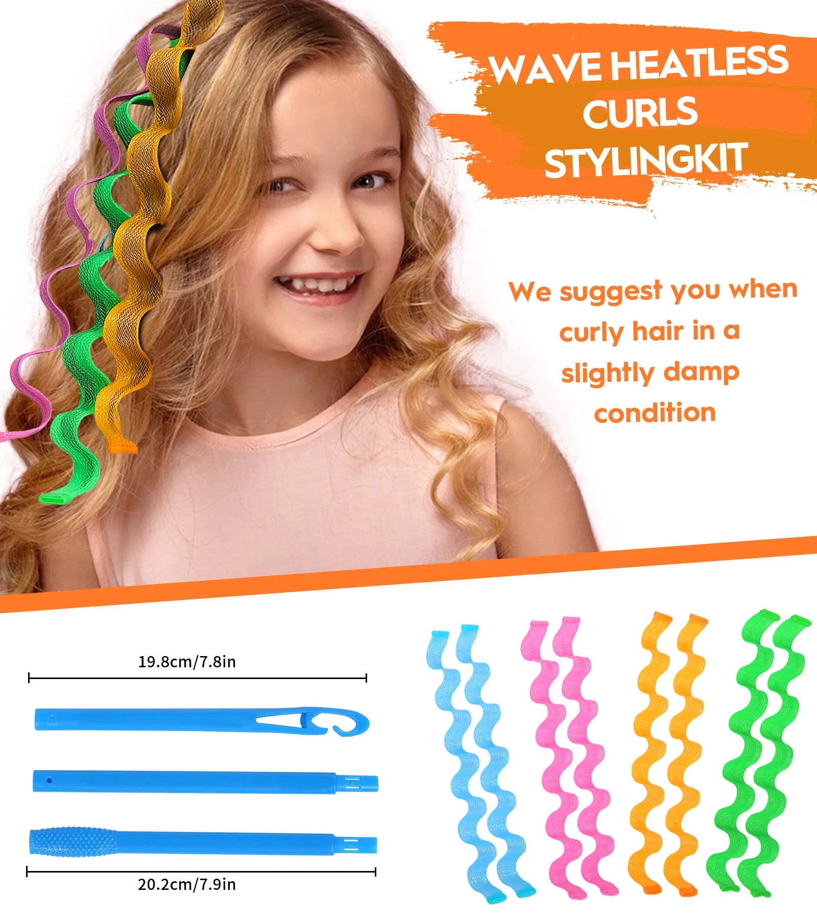 Heatless Hair Curlers Wave Curls Styling Kit For Women Girls On Hair Care - 30 Pcs - 6 Colors - 55 Cm 11.81 Inch - 5 - CJ