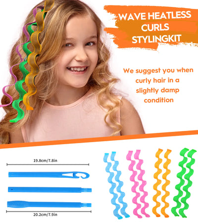 Heatless Hair Curlers Wave Curls Styling Kit For Women Girls On Hair Care - 30 Pcs - 6 Colors - 55 Cm 11.81 Inch - 5 - CJ