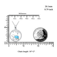 Mama Bear Necklace Sterling Silver Mother Daughter Blue Opal Animal Necklace Pendant Gift for Women Girls