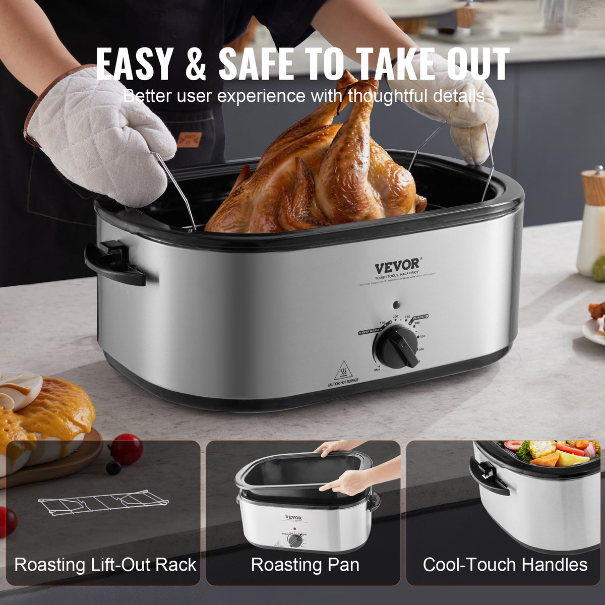26-Quart 1450W Electric Turkey Roaster Oven
