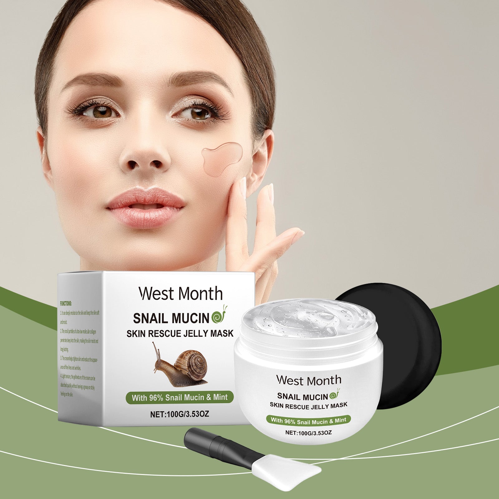 West Month Snail Jelly Mask, Wet Mask Repair Facial Skin Blemishes Moisturizing And Cleaning - 5 - CJ