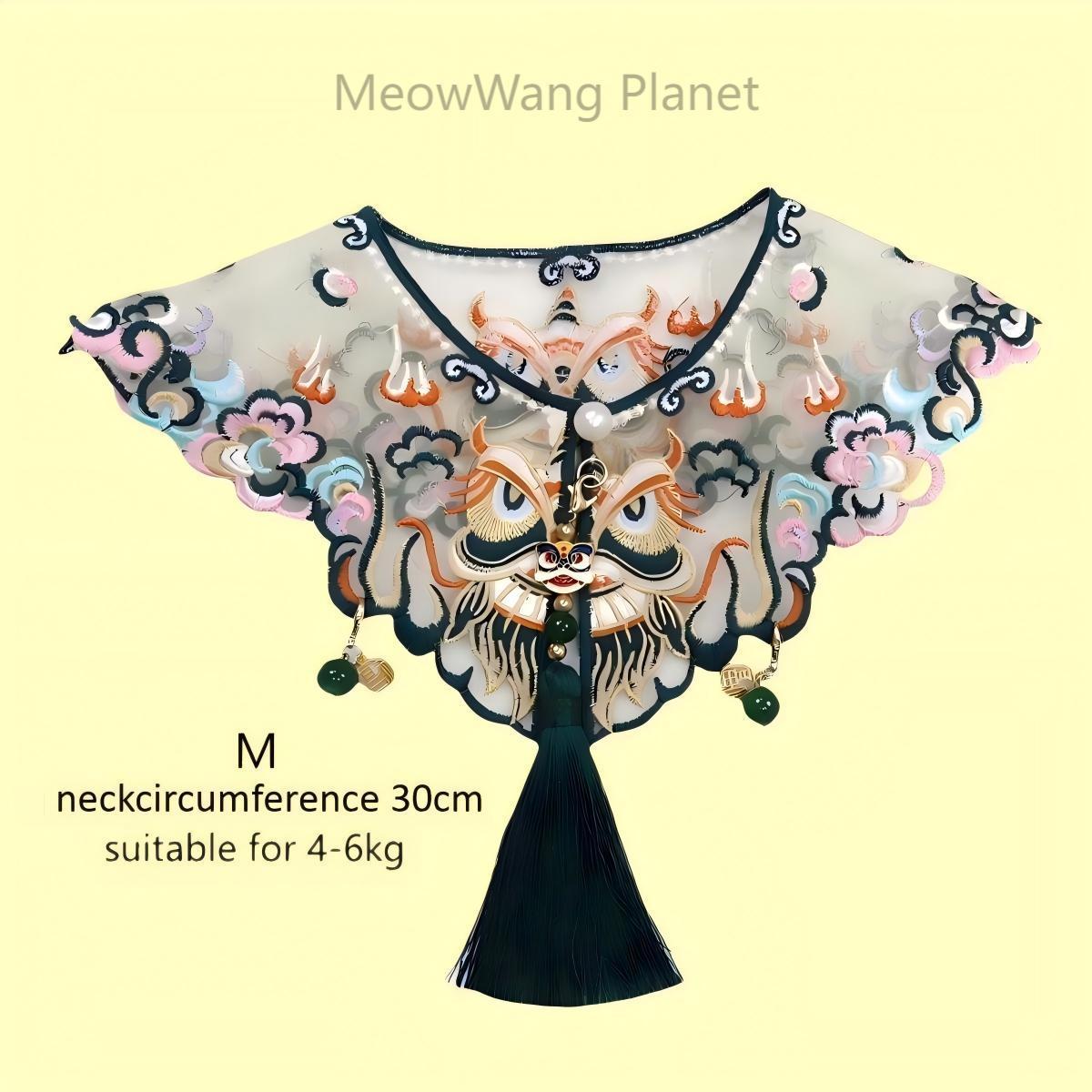 Handmade Chinese Embroidered Pet Shawl Hanfu Style Cloud Shoulder Bib Neck Wrap For Cats Small Dogs Elegant Pet Scarf