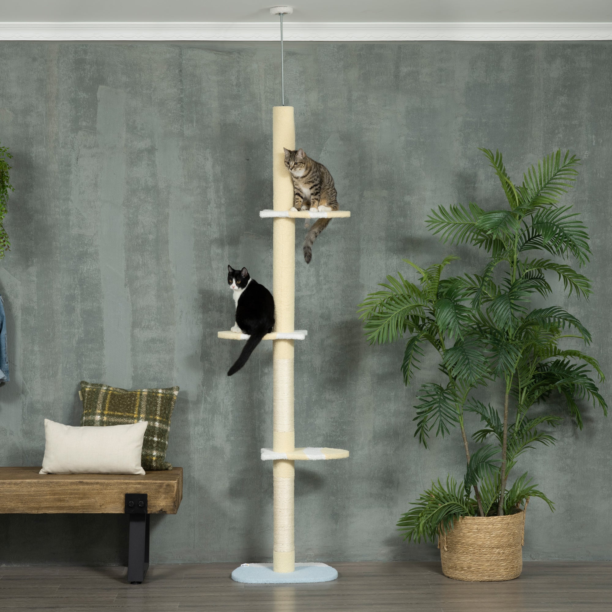 4 - Tier Floor to Ceiling Cat Tree Height Adjustable 87 - 103 Inch - 5 - CJ