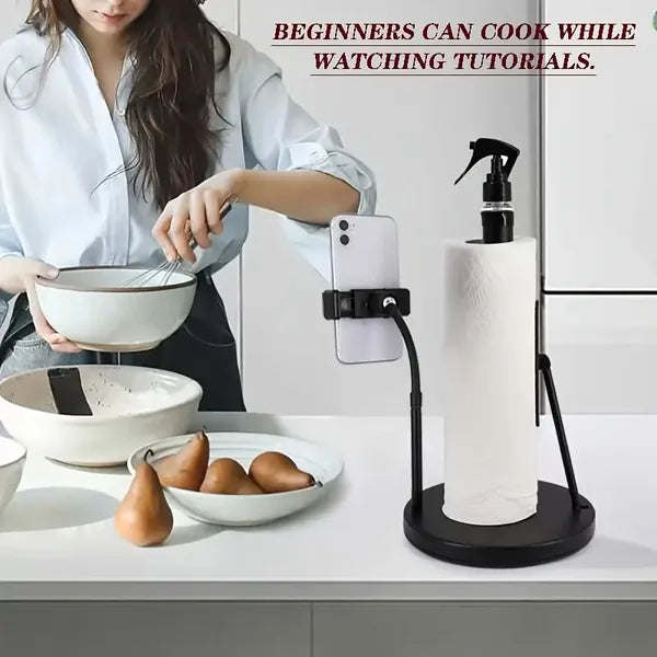 3 - in - 1 Stainless Steel Stand: Tissue Holder, Foldable Phone Holder, Spray Bottle, 360° Adjustable Arm, 2 - minute Installation, Suction Cup Base. A Nice Gift For The Family. - 5 - cjdropshipping