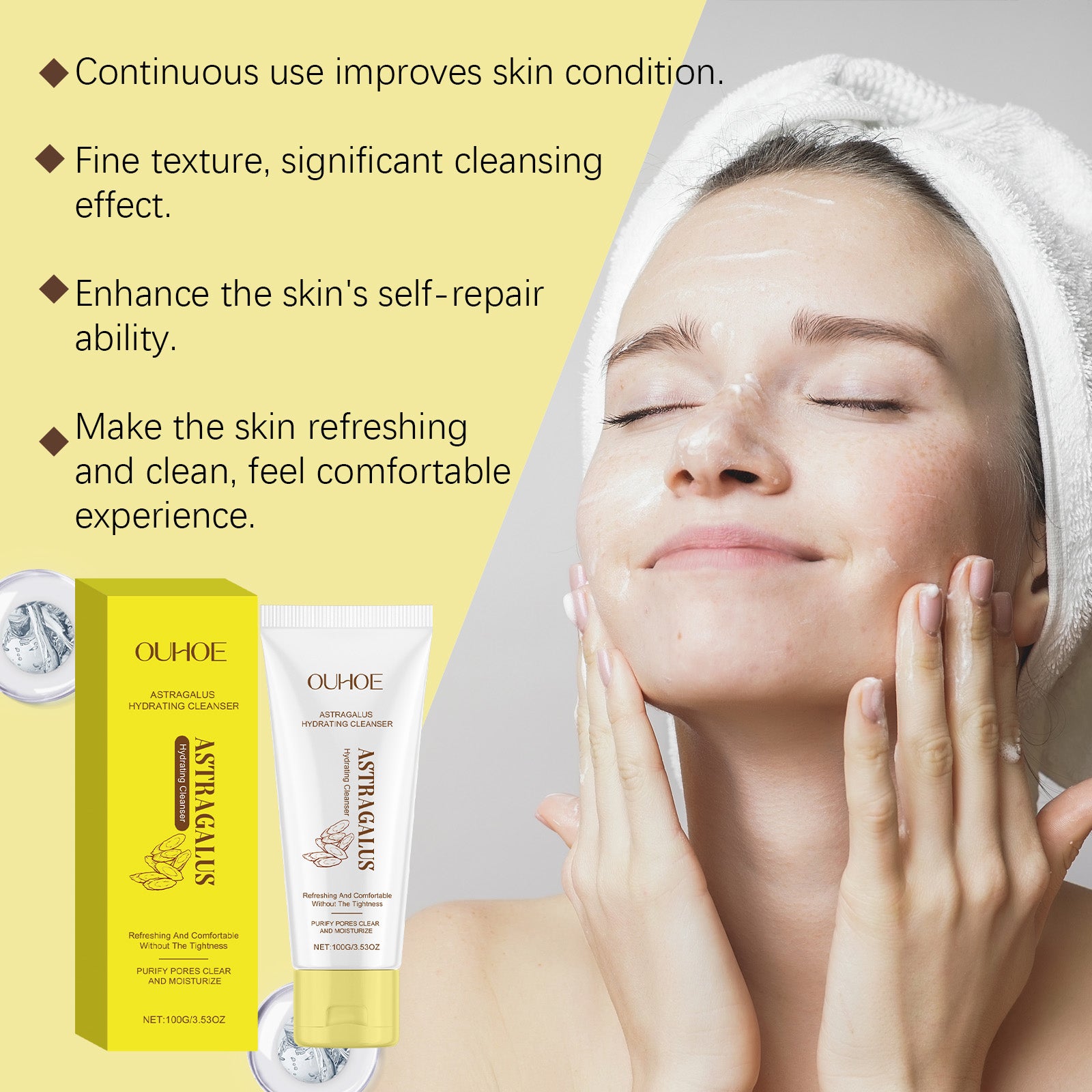 OUHOE Astragalus Cleanser, Gently Cleanses Facial Skin With Refreshing, Moisturizing And Hydrating Facial Cleanser - 5 - CJ