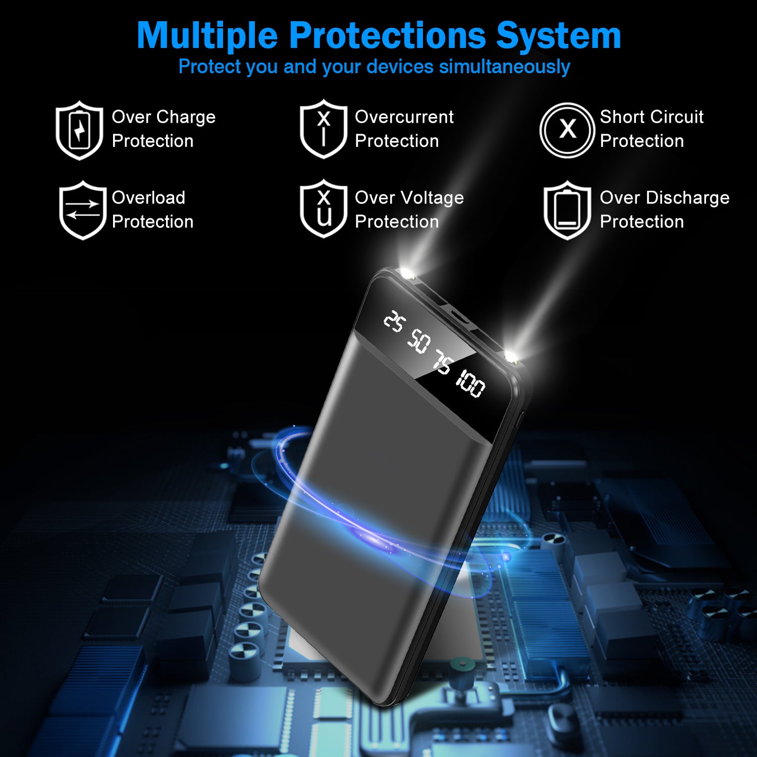 1Pc 10000mAh Power Bank Portable Ultra Slim Charger External Battery Pack With 2 USB Output Ports Charging Cable LED Flashlight Compatible With IOSPhone 15 And More - 5 - CJ