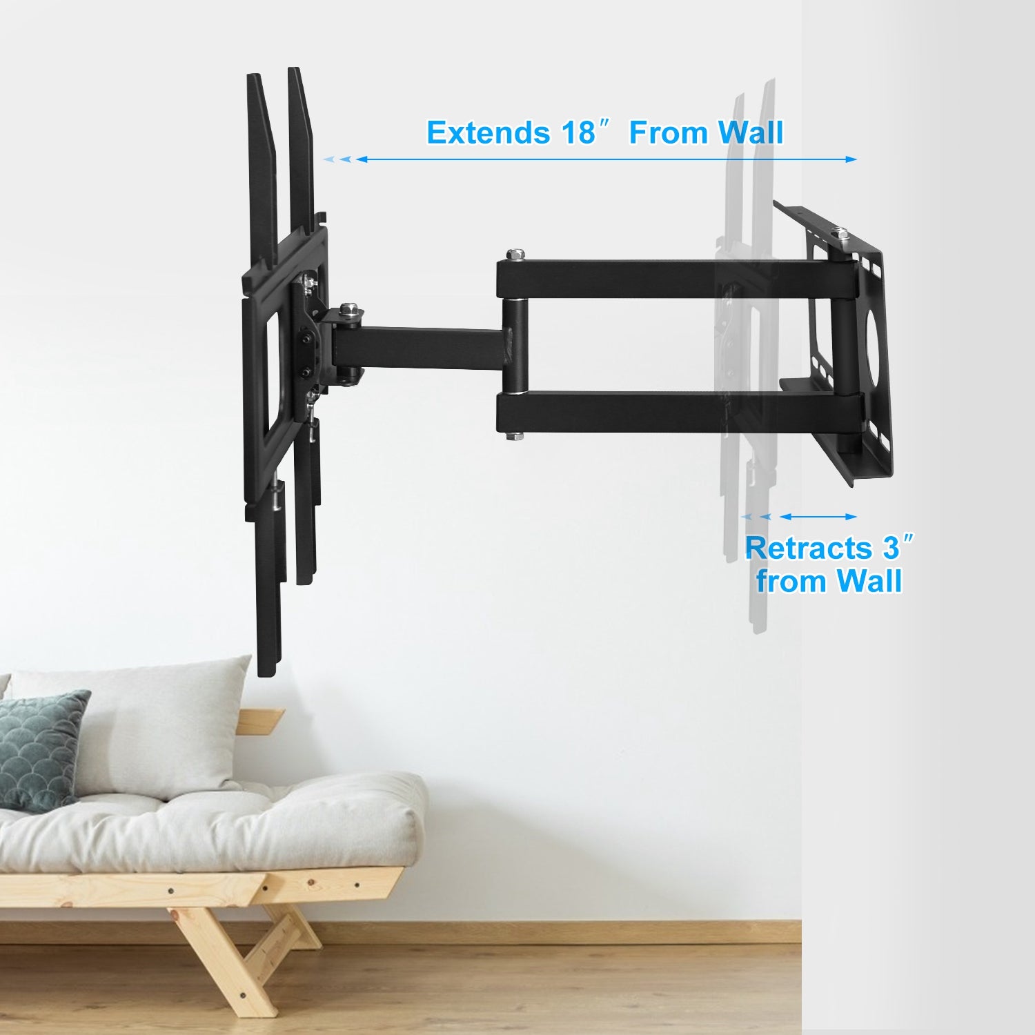 1Pc TV Wall Mount Swivel Tilt Full - Motion Articulating Wall Rack For 32in - 55in TVs 99lbs Max Bearing Support VESA Up To 400x400mm - 5 - CJ