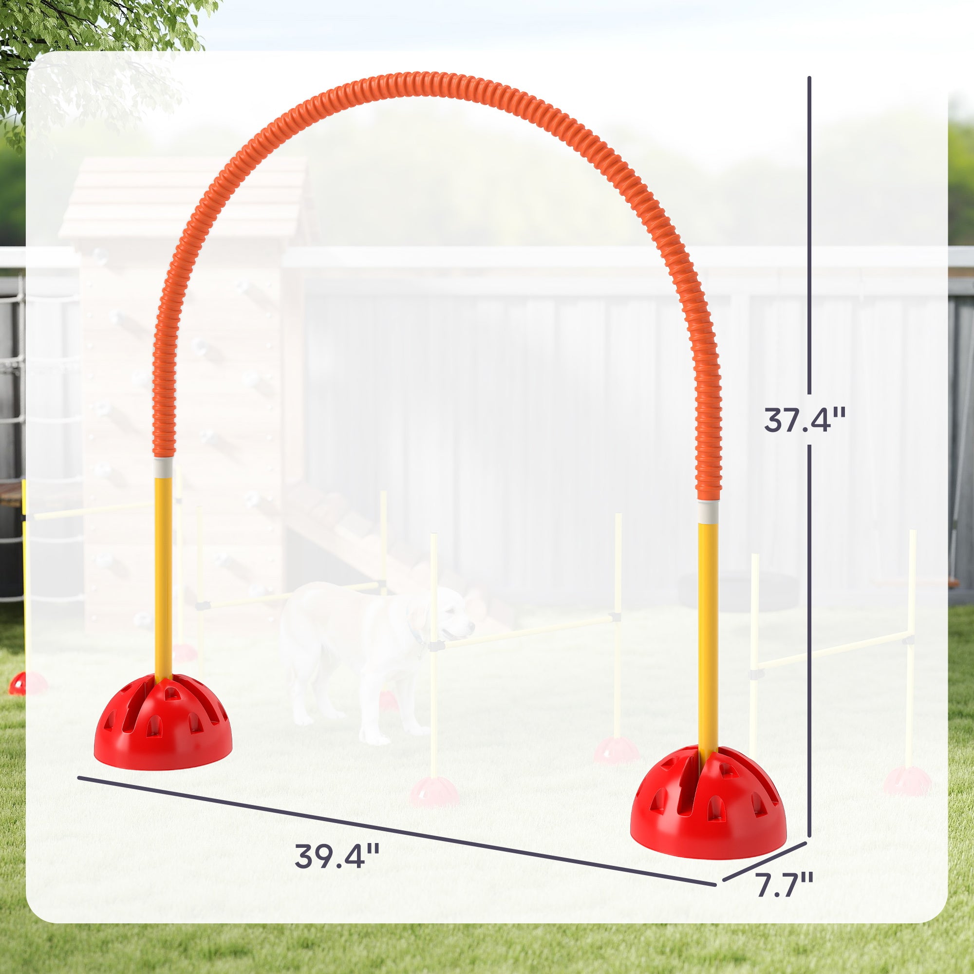 4 Piece Dog Agility Equipment W 4 Adjustable Width Doors, Carry Bag, Easy Assemble & Portable, Orange