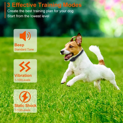 3280FT Dog Training Collar IP67 Waterproof Pet Beep Vibration Electric Shock Collar - 5 - CJ