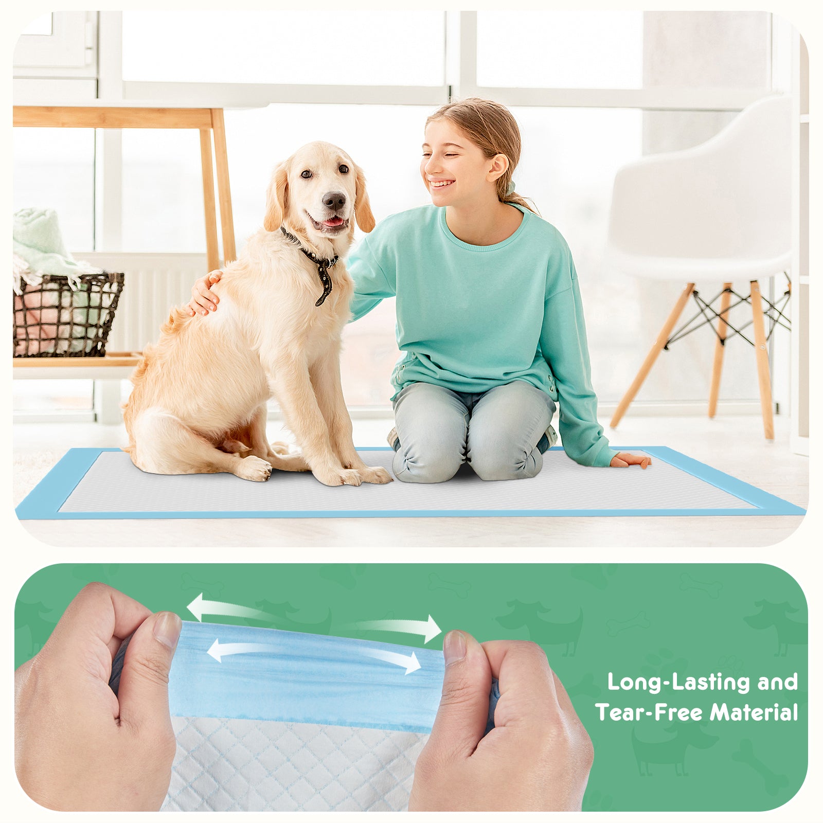 Puppy Pads, Leak - proof Quick - drying Disposable Dog Pads, Absorbent Dog Pee Pads - 5 - CJ