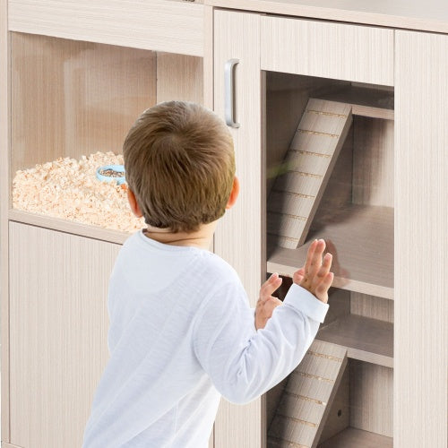 Guinea Pig Cage, 4 Tiers Hamster Cage Wooden With Lockers - 5 - CJ