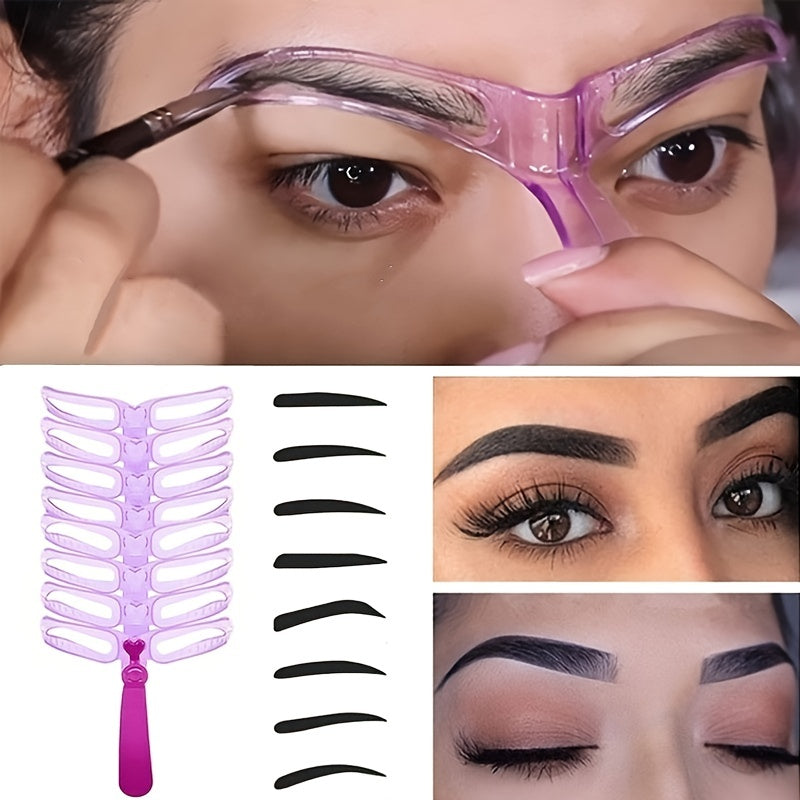 8pcs Eyebrow Stencils, Eyebrow Shaping Kit, Eyebrow Template, 8 Styles Reusable Eyebrow Stencil With Handle - 5 - CJ