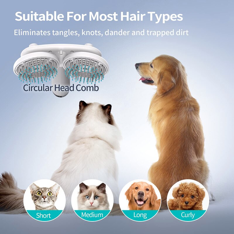 Pet Cat Brush Dog Slicker Brush Double - headed Negative Ion One - button Self Cleaning Dog Cat Hair Removal Pets Products - 0 - CJ