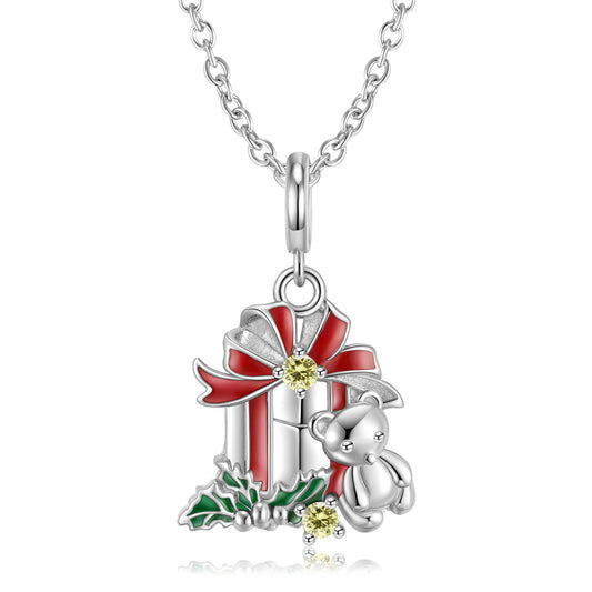 925 Sterling Silver Bear Bell Necklace Fashion Christmas Jewelry - 4 - CJ