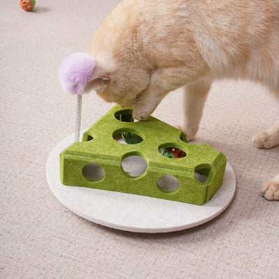 Cat Puzzle Toy With Ball And Spring - loaded Wand Felt Indoor Cat Toy Box Suction Cup Base Treat Puzzle Helps Cats Play Independently And Improves Their Intelligence. - 5 - CJ