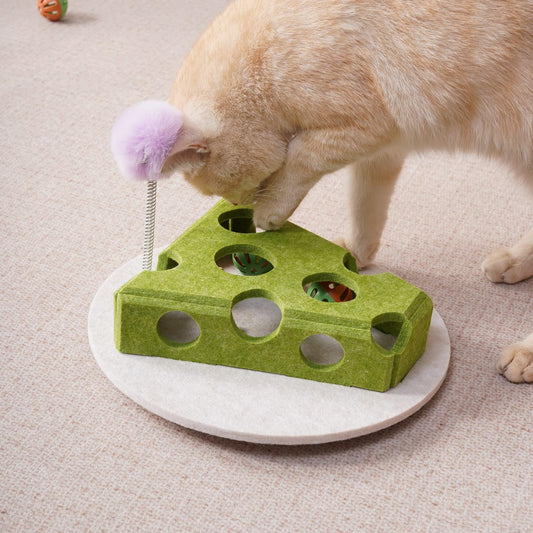 Cat Puzzle Toy With Ball And Spring - loaded Wand Felt Indoor Cat Toy Box Suction Cup Base Treat Puzzle Helps Cats Play Independently And Improves Their Intelligence. - 5 - CJ