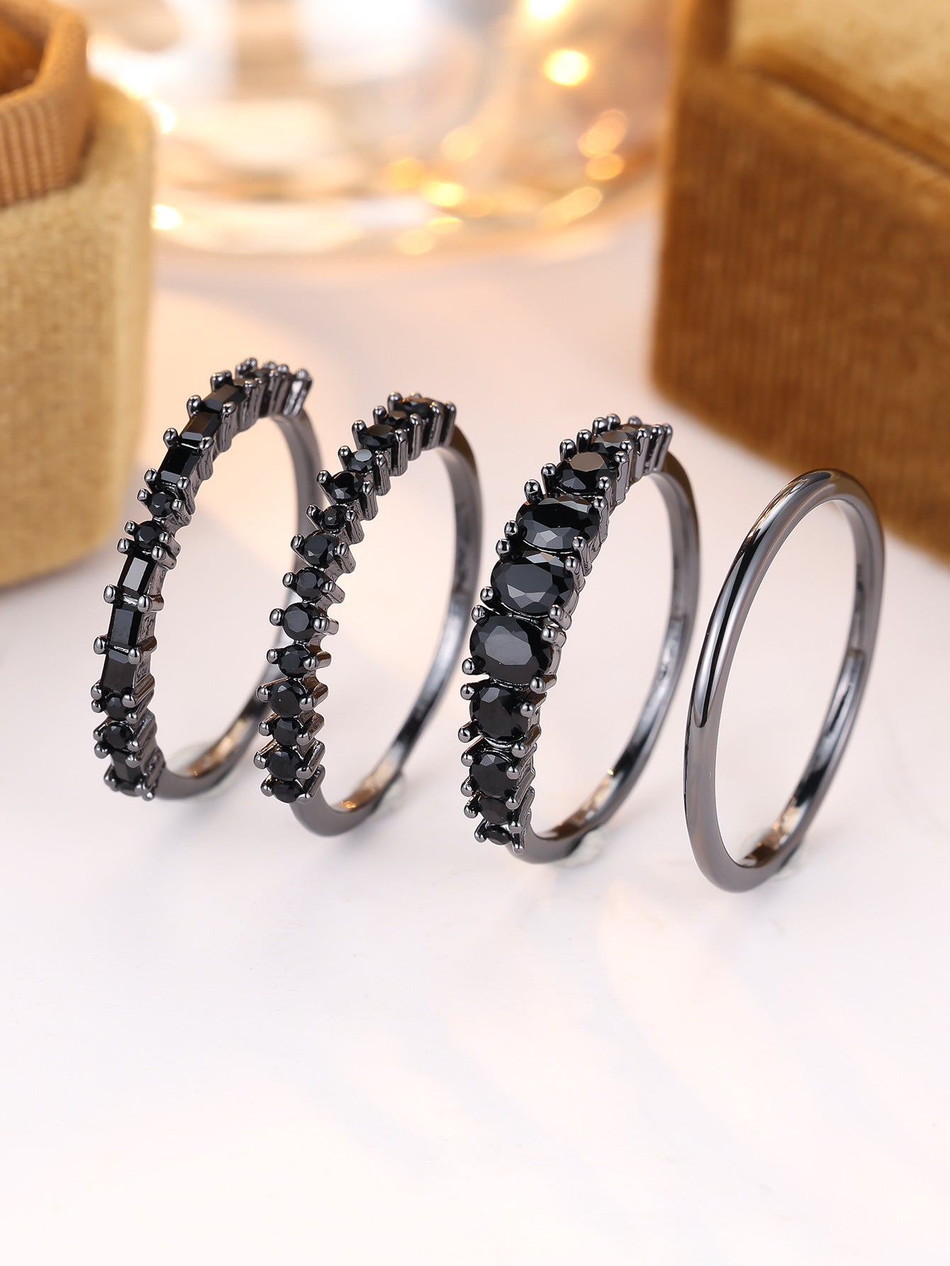 Round Color Zirconium Four - piece Ring - 0 - CJ